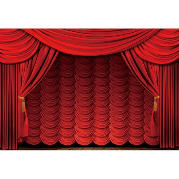 10x7ft Theater Interior Red Curtain Stage Photography Backdrop Valance Drama Play Festival Event Party Photo Theater Music Dance Party Portrait Video Shooting Vinyl Studio Props Wallpaper