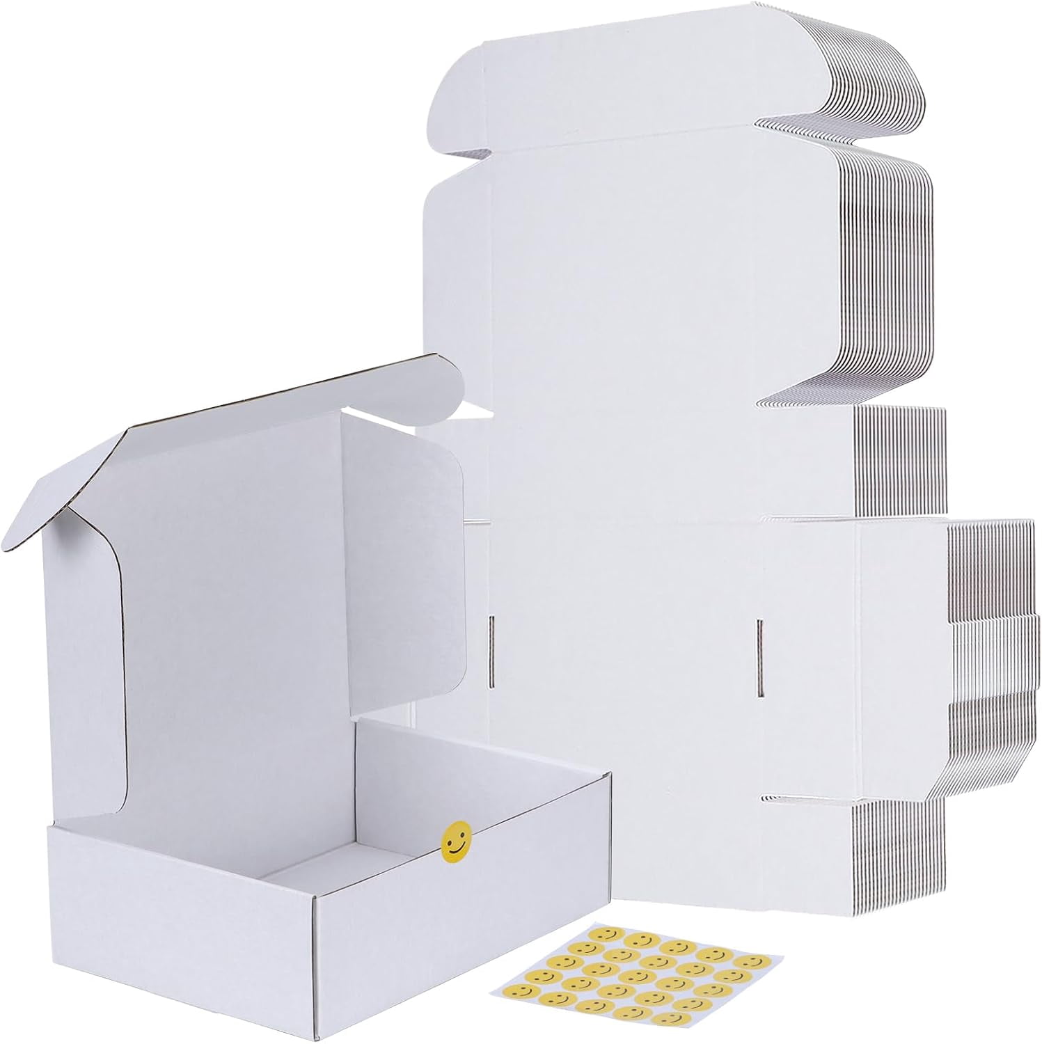 10x7x3 Shipping Boxes Set of 25, White Corrugated Cardboard Box for ...
