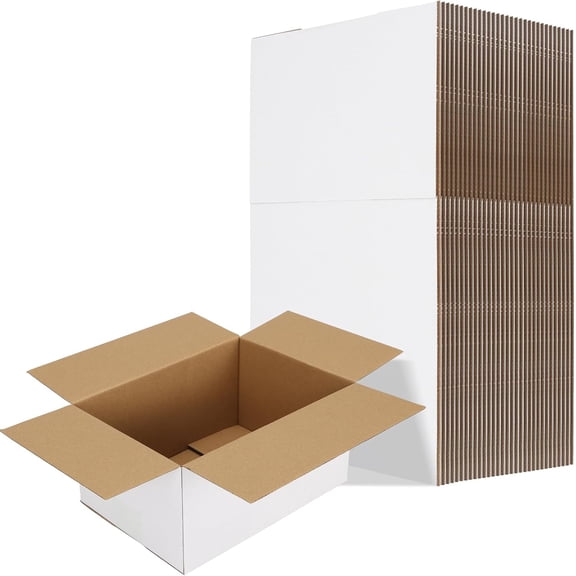 10x7x5 Shipping Boxes Set of 30, White Corrugated Cardboard Box for Packing, Mailing, Business