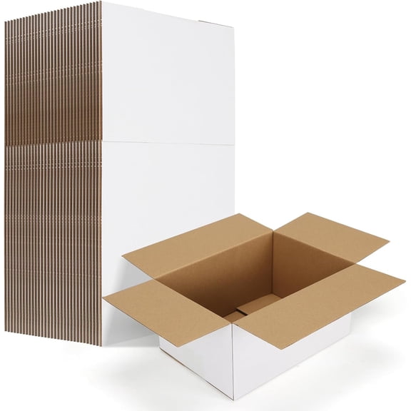 10x7x5 Shipping Boxes Set of 30, White Corrugated Cardboard Mailer Box for Packing Small Business