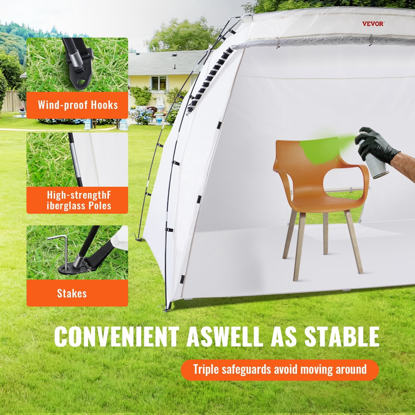 10x7x6ft Spray Paint Shelter Tent, Portable Paint Booth with Built-in Floor & Mesh Screen for Furniture DIY & Hobby Projects