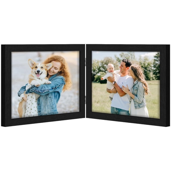 10x8 Double Picture Frame Hinged 2 Photo Frames Black