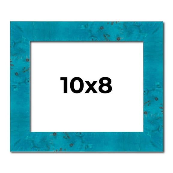 10x8 Frame Blue Teal Burl Wood Picture Frame | 1.75 Inch Moulding Width | Interior Frame Depth 0.5