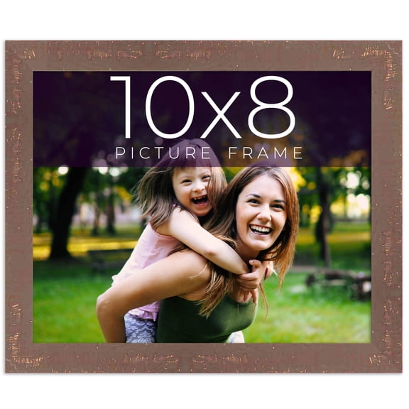 10x8 Frame Brown Distressed/Aged Picture Frame Complete Wood Picture Frame with UV Acrylic, Foam