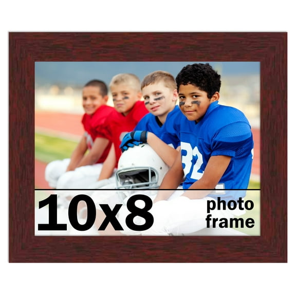 10x8 Frame Brown Mahogany Solid Wood Picture Frame Includes UV Acrylic Plexiglass, Acid Free Foam