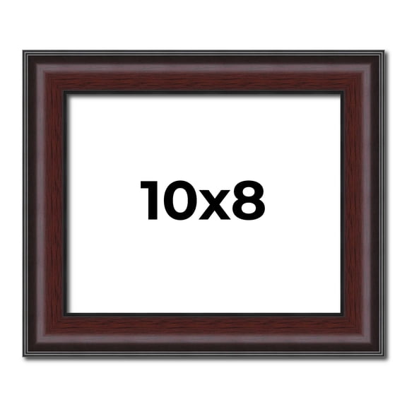 10x8 Frame Brown Round Mahogany Solid Wood Picture Frame | 1.625 Inch Moulding Width | with UV
