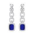 thumbnail image 1 of 10x8 MM Cushion Shape Lapis 925 Sterling Silver Long Dangel Mother's Day Gift Women Earrings, 1 of 4