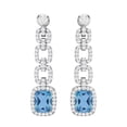 thumbnail image 1 of 10x8 MM Cushion Shape Swiss Blue Topaz 925 Silver Long Dangel Valentines Day Gifts Women Earrings, 1 of 4