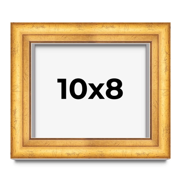 10x8 Shadow Box Frame Gold | 1.75 Inches Deep Real Wood Traditional Shadowbox Display Frame | UV