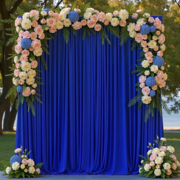 10x8FT Royal Blue Backdrop Curtains for Parties, Polyester Photo Fabric Curtain Backdrop Drapes for Birthday Wedding Party Decor Background Photography with Rod Pocket, 5x8FT, 2 Panels