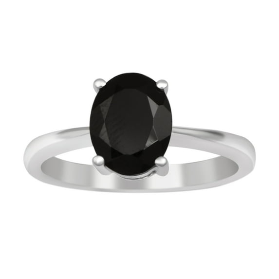 10x8MM Oval Shape Black Spinel Gemstone 925 Sterling Silver Solitaoire Women Engagement Ring