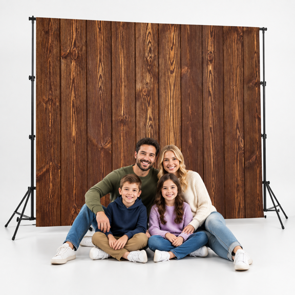 10x8ft Brown Rustic Dark Plank Vinyl Photo Studio Background for Events and Portraits