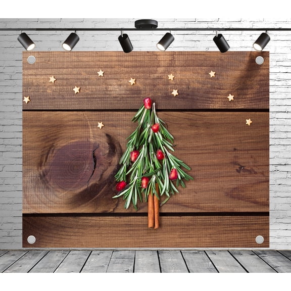 10x8ft Christmas Backdrop DIY Herbal Tree Photo Backdrop Wood Panel Background Decoration Banner for Theme Party Wedding Birthday Baby Shower Photo Booth Studio Props