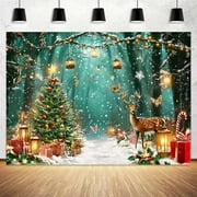 10x8ft Christmas Enchanted Forest Backdrop Winter Wonderland Garden Fairy Tale Xmas ‌Tree Reindeer Background Butterfly Fairy Christmas New Year Kids Boys Girls Birthday Party Decorations Banner