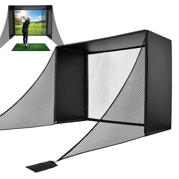 10x8ft Golf Simulator Enclosure Kit, Indoor Home Golf Cage with Side Shank Nets and Foam Padding for Garage Practice(No Projector, Transmitter Monitor, and Simulator Software)