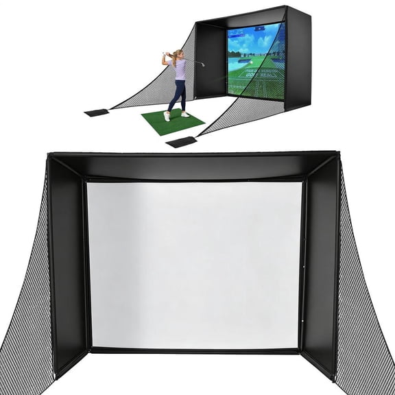10x8ft Golf Simulator Enclosure Package with Impact Screen & Frame for Safe Home Golf Practice(No Projector, Transmitter Monitor, and Simulator Software)