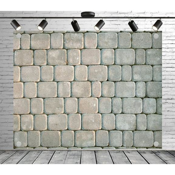 10x8ft Grey Backdrop Paved Brick Pattern Photo Backdrop Stone Background Decoration Banner for Theme Party Wedding Birthday Baby Shower Photo Booth Studio Props
