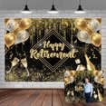 thumbnail image 1 of 10x8ft Happy Retirement Backdrop Party Decorations, Black and Gold Glitter Extra Large Retire Sign Banner Balloon Photo Booth Backdrop Background for Men Woman Retirement Party Shoot Studio Props, 1 of 5