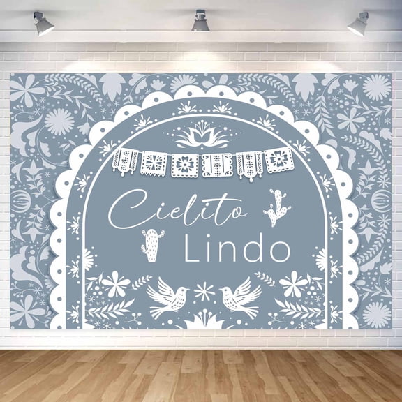 10x8ft Pale Blue Cielito Lindo Arch Baby Backdrop Party Decorations Cielito Picado Baby Shower Background for Birthday Bridal Girl Mexican Wedding Fiesta Party Photo Banner Decor