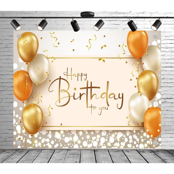 10x8ft Party Backdrop Gold Balloon Birthday Celebration Photo Backdrop Decoration Banner for Theme Party Wedding Birthday Baby Shower Photo Booth Studio Props
