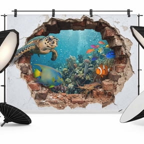 10x8ft Photo Backdrop, 3D Ocean Soft Polyester Backdrop Curtains Photography Backdrops, Modern Abstract Nature Optical Illusion Underwater Brushed Background for Photoshoots Studio Video Portrait