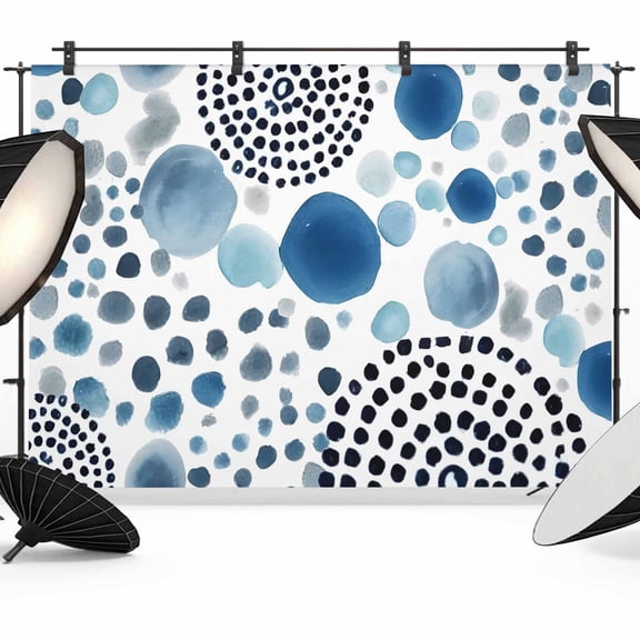 10x8ft Photo Backdrop, Abstract Sky Blue Ink Dots Soft Polyester Backdrop Curtains Photography Backdrops, Boho Minimalist Middle Century Brushed Background for Photoshoots Studio Video Portrait Party