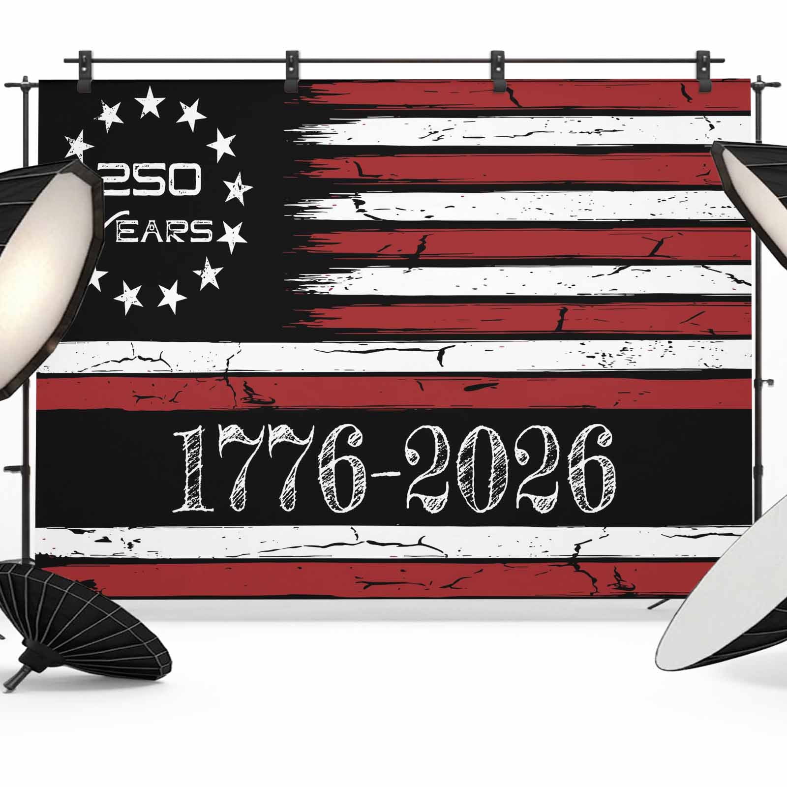 10x8ft Photo Backdrop, Anniversary USA Flag Soft Polyester Backdrop ...