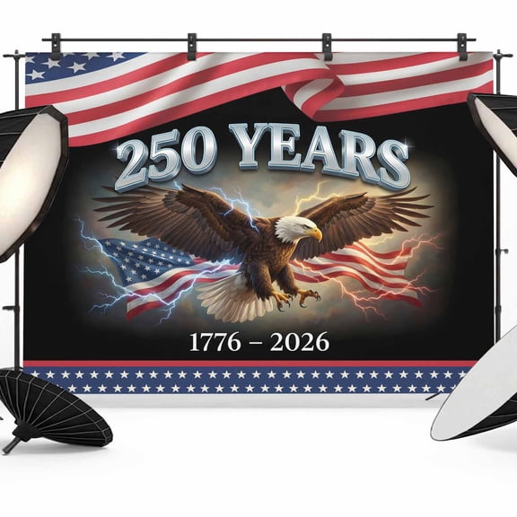 10x8ft Photo Backdrop, Anniversary USA Soft Polyester Backdrop Curtains Photography Backdrops, Independence Day Eagle Flag Brushed Background for Photoshoots Studio Video Portrait Parties