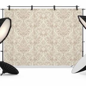 10x8ft Photo Backdrop, Beige Baroque Soft Polyester Backdrop Curtains Photography Backdrops, Farmhouse Scroll Floral Pattern Art Brushed Background for Photoshoots Studio Video Portrait Parties