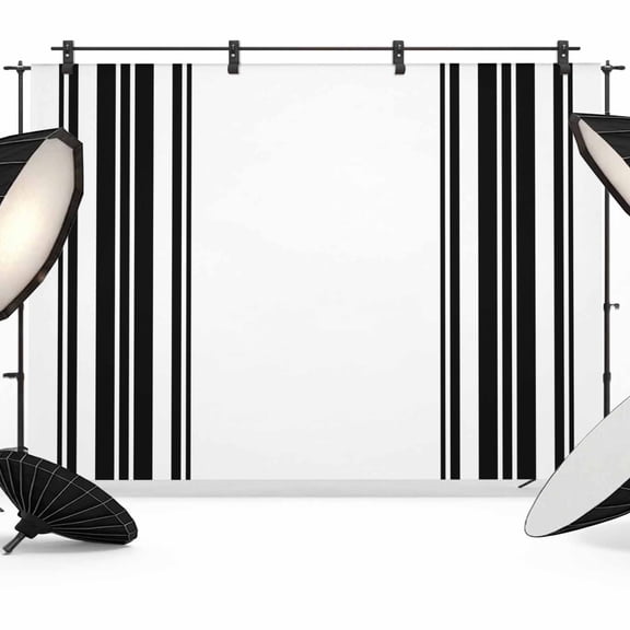 10x8ft Photo Backdrop, Black Striped Soft Polyester Backdrop Curtains Photography Backdrops, Modern White Striped Abstract Art Aesthetics Brushed Background for Photoshoots Studio Portrait Parties