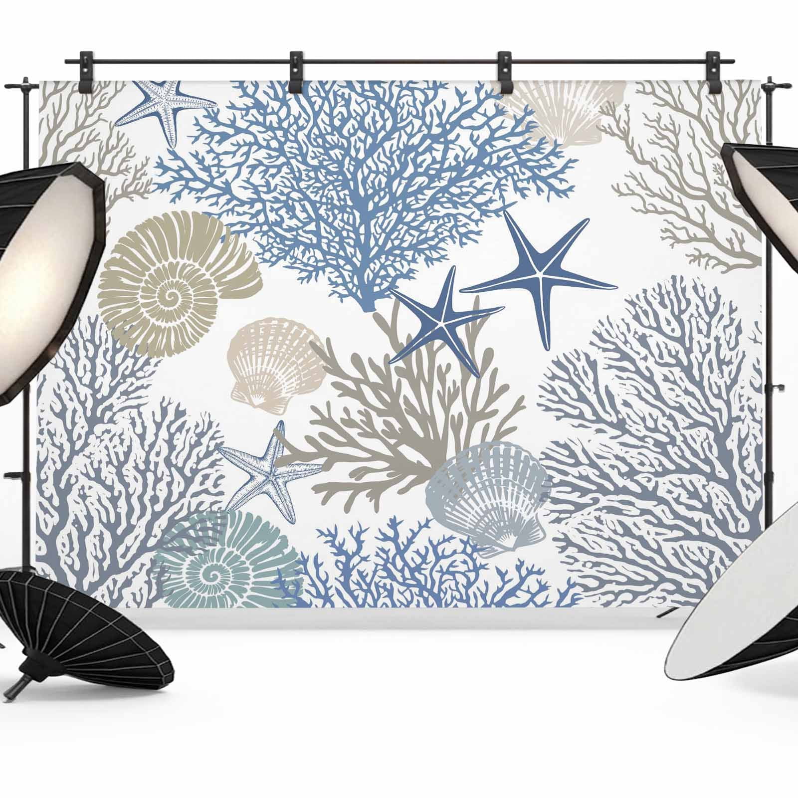 10x8ft photo backdrop, starfish coastal soft polyester... 10x8ft Photo Backdrop, Blue Coral Coastal Soft Polyester Backdrop ...