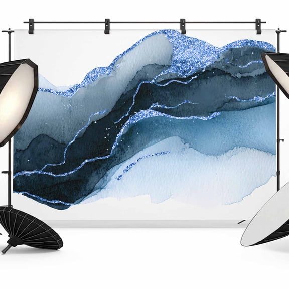 10x8ft Photo Backdrop, Blue Marble Soft Polyester Backdrop Curtains Photography Backdrops, Modern Abstract Watercolor Ombre Aesthetic Brushed Background for Photoshoots Studio Video Portrait Parties