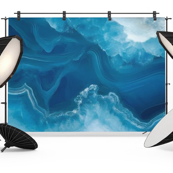 10x8ft Photo Backdrop, Blue Seaside Soft Polyester Backdrop Curtains Photography Backdrops, Waves Nautical Summer Ocean Brushed Background for Photoshoots Studio Video Portrait Parties