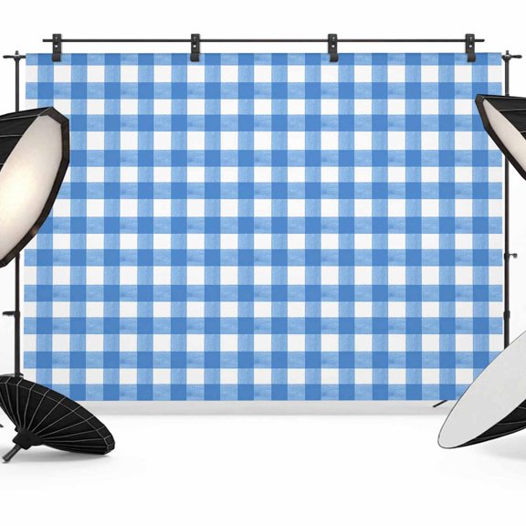 10x8ft Photo Backdrop, Blue Soft Polyester Backdrop Curtains Photography Backdrops, Country French Rustic Buffalo Plaid Modern Art Brushed Background for Photoshoots Studio Video Portrait Parties