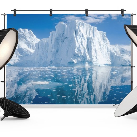 10x8ft Photo Backdrop, Blue White Mountains Soft Polyester Backdrop Curtains Photography Backdrops, Modern Art Winter Brushed Background for Photoshoots Studio Video Portrait Parties