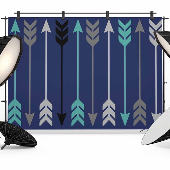 10x8ft Photo Backdrop, Boho Soft Polyester Backdrop Curtains Photography Backdrops, Vintage Farmhouse Ethnic Feathers Arrows Blue Brushed Background for Photoshoots Studio Video Portrait Parties