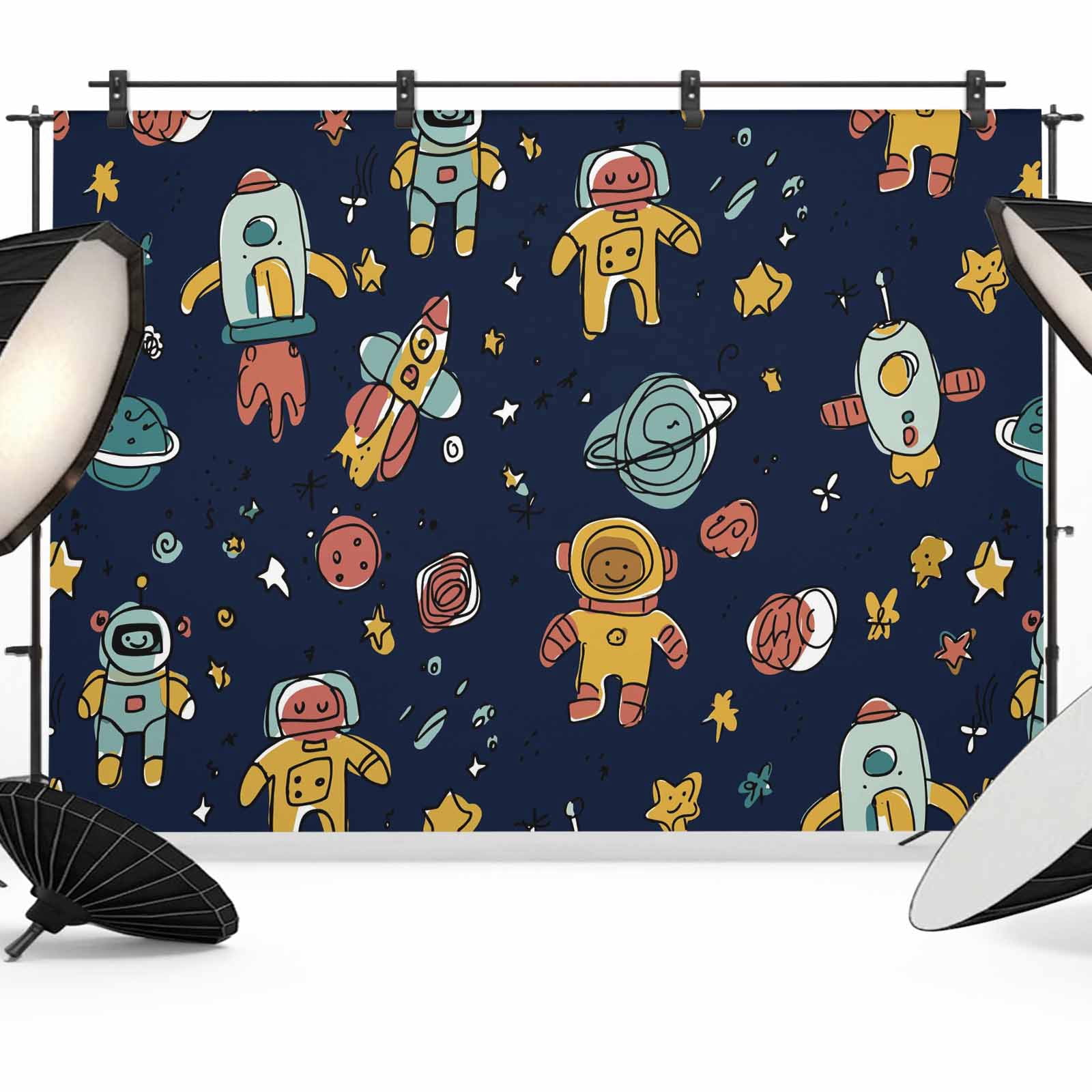 10x8ft Photo Backdrop, Cartoon Space Soft Polyester Backdrop Curtains ...