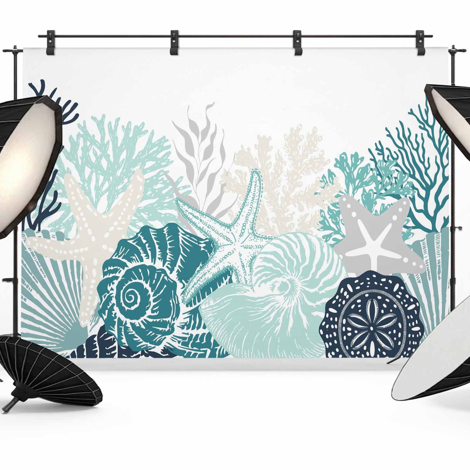 10x8ft photo backdrop, starfish coastal soft polyester... 10x8ft Photo Backdrop, Coastal Coral Soft Polyester Backdrop Curtains ...