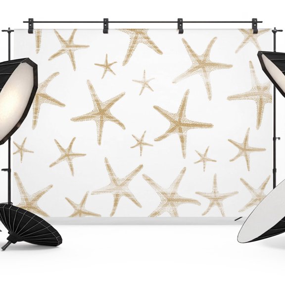 10x8ft Photo Backdrop, Coastal Starfish Soft Polyester Backdrop Curtains Photography Backdrops, Summer Beach Nautical Ocean Sea Brushed Background for Photoshoots Studio Video Portrait Parties