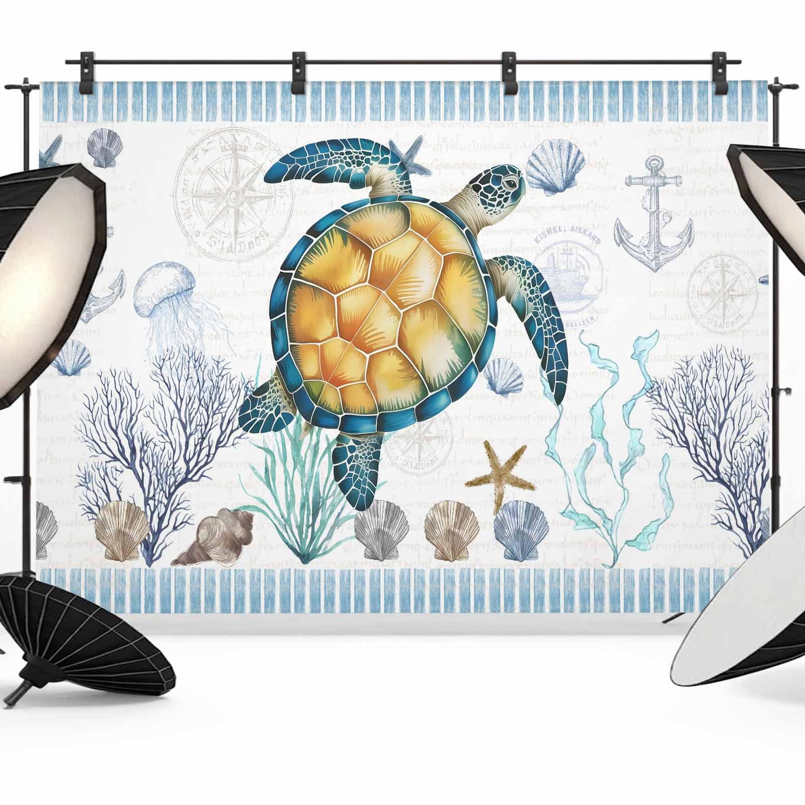 10x8ft photo backdrop, starfish coastal soft polyester... 10x8ft Photo Backdrop, Coastal Turtle Soft Polyester Backdrop Curtains ...