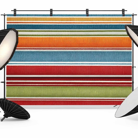 10x8ft Photo Backdrop, Colorful Stripes Soft Polyester Backdrop Curtains Photography Backdrops, Abstract Orange Blue Red Green Geometric Art Brushed Background for Photoshoots Studio Video Portrait