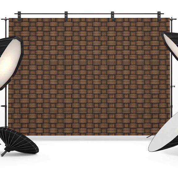 10x8ft Photo Backdrop, Dark Brown Rattan Soft Polyester Backdrop Curtains Photography Backdrops, Vintage Abstract Wicker Texture Brushed Background for Photoshoots Studio Video Portrait Parties
