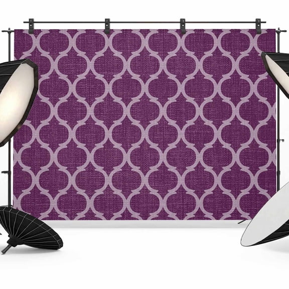 10x8ft Photo Backdrop, Dark Purple Moroccan Soft Polyester Backdrop Curtains Photography Backdrops, Country Abstract Quatrefoil Lattice Brushed Background for Photoshoots Studio Portrait Parties