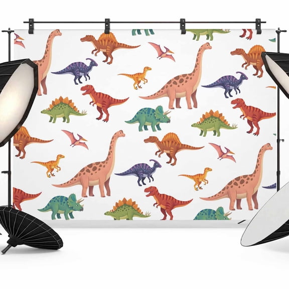 10x8ft Photo Backdrop, Dinosaur Soft Polyester Backdrop Curtains Photography Backdrops, Colorful Animals Cute Funny Cartoon Brushed Background for Photoshoots Studio Video Portrait Parties