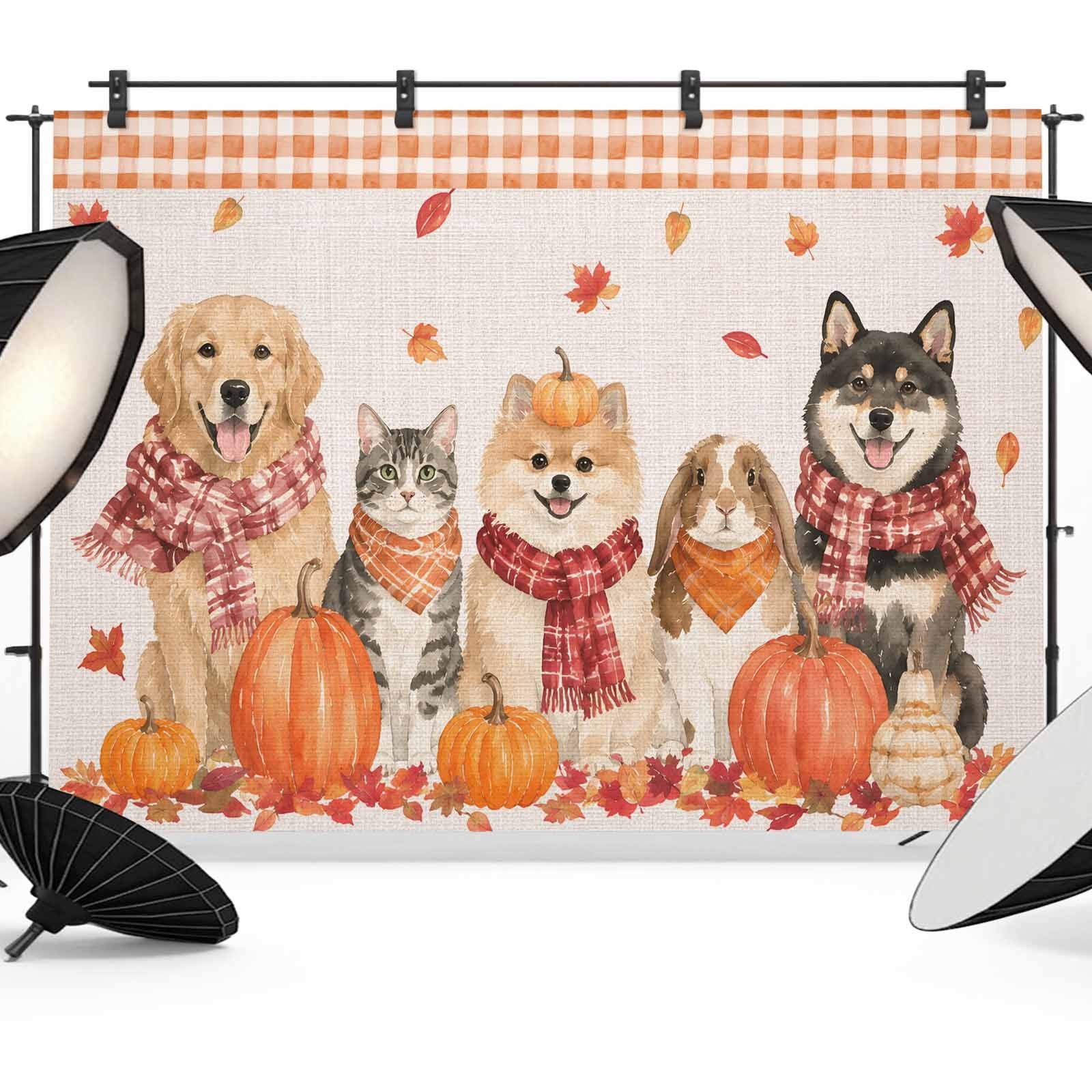 10x8ft Photo Backdrop, Dogs Cats Fall Soft Polyester Backdrop Curtains ...