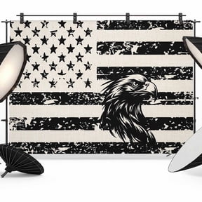 10x8ft Photo Backdrop, Eagle American Flag Soft Polyester Backdrop Curtains Photography Backdrops, USA Flag Vintage Art Brushed Background for Photoshoots Studio Video Portrait Parties