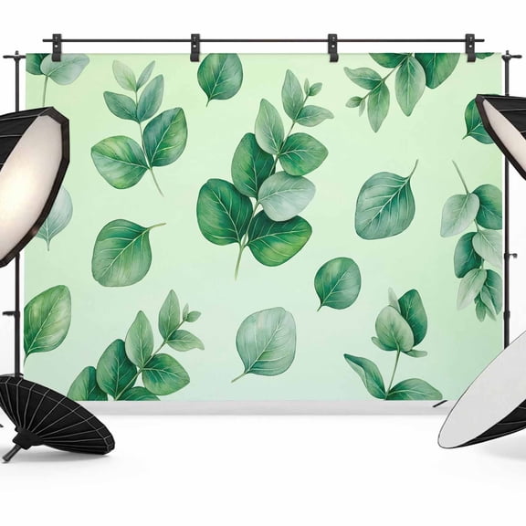 10x8ft Photo Backdrop, Eucalyptus Leaves Soft Polyester Backdrop Curtains Photography Backdrops, Sage Green Weeping Leaf Plants Spring Brushed Background for Photoshoots Studio Video Portrait Parties
