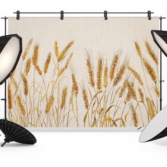 10x8ft Photo Backdrop, Fall Wheat Soft Polyester Backdrop Curtains Photography Backdrops, Autum Botanical Rustic Yellow Orange Brushed Background for Photoshoots Studio Video Portrait Parties