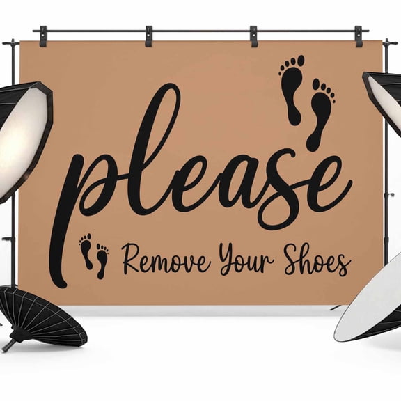 10x8ft Photo Backdrop, Footprint Soft Polyester Backdrop Curtains Photography Backdrops, Vintage Brown Black Please Remove Your Shoes Brushed Background for Photoshoots Studio Video Portrait Parties