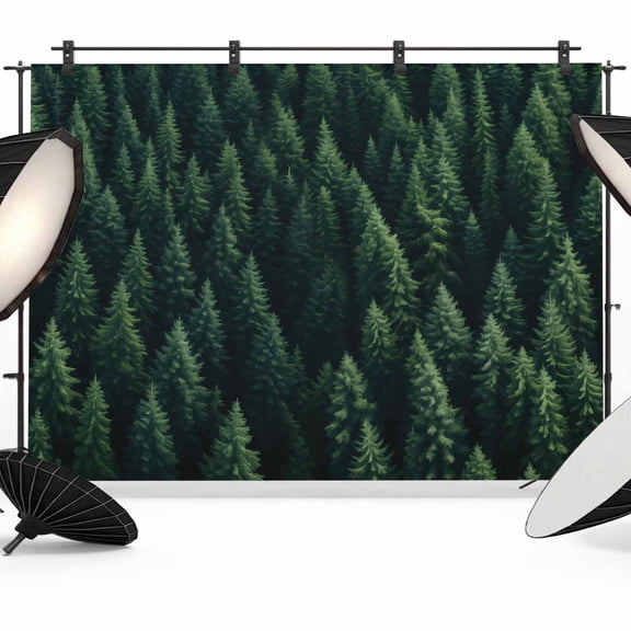 10x8ft Photo Backdrop, Green Forest Soft Polyester Backdrop Curtains Photography Backdrops, Modern Pine Trees Mysterious Art Brushed Background for Photoshoots Studio Video Portrait Parties